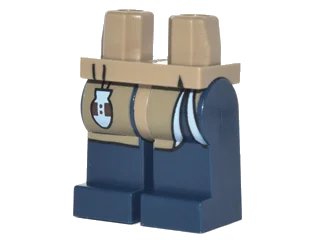 LEGO onderdeel Hips and Dark Blue Legs with Dark Tan Robe Tails and Bright Light Blue Pouch Pattern (970c63pb11)