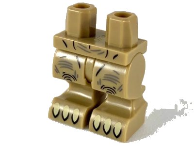 LEGO onderdeel Hips and Animal Legs with Black and Dark Bluish Gray Lines and Tan Claws Pattern (970cf00pb04)