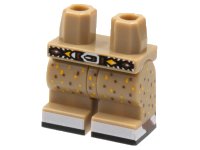 LEGO part Hips and Medium Legs with Black Belt, Silver Buckles, Reddish Brown and Bright Light Orange Spots, Light Bluish Gray Shoes Pattern 970cm00pb013