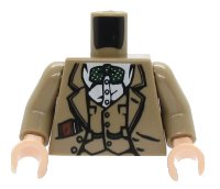 LEGO part Torso Indiana Jones Vest, Jacket, Dark Green Bow Tie, and Diary in Pocket Pattern / Dark Tan Arms / Light Nougat Hands 973pb0132c01