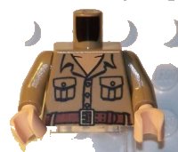 LEGO onderdeel Torso Open Collar, 2 Pockets, Buttons, and Belt Pattern (Rene Belloq) / Dark Tan Arms / Light Nougat Hands 973pb0455c01