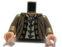 LEGO part Torso Indiana Jones Jacket and Shirt with Buttons and Loops Pattern / Dark Tan Arms / Light Nougat Hands 973pb0533c01