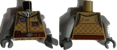 LEGO onderdeel Torso SW Hoth Rebel Jacket with White Scarf and Reddish Brown Belt Pattern / Light Bluish Gray Arms / Dark Bluish Gray Hands (973pb0676c01)