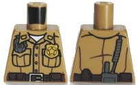 LEGO part Torso Shirt Button Down with Pockets, Radio, Badge and Dark Brown Belt Pattern 973pb0985
