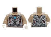 LEGO onderdeel Torso Light Bluish Gray Scaled Armor, Copper Key Pendants and Blue Round Jewel (Chi) Pattern / Dark Tan Arms / White Hands 973pb1718c01