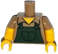 LEGO onderdeel Torso Simpsons Shirt with Dark Green Overalls Pattern / Yellow Arms with Hair and Dark Tan Short Sleeves Pattern / Yellow Hands 973pb2004c01