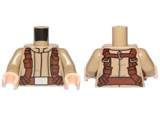LEGO onderdeel Torso SW Mandarin Collar, Reddish Brown Utility Belts Pattern (SW Resistance Soldier) / Dark Tan Arms / Light Nougat Hands (973pb2146c01)