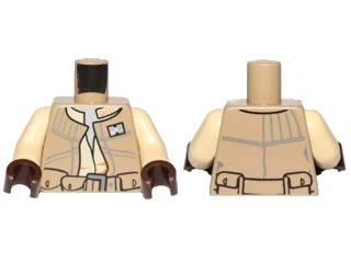 LEGO onderdeel Torso SW Rebel Vest over Tan Shirt and Belt with Pockets Pattern / Tan Arms / Dark Brown Hands (973pb2204c01)