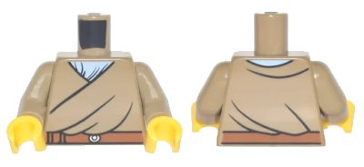 LEGO onderdeel Torso Robe with Dark Orange Belt over Bright Light Blue Shirt Pattern / Dark Tan Arms / Yellow Hands (973pb2817c01)