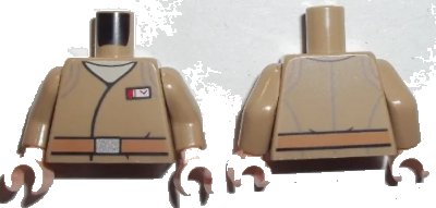 LEGO onderdeel Torso SW Jacket with Resistance Army Major Rank Badge and Medium Nougat Belt Pattern / Dark Tan Arms / Light Nougat Hands (973pb2866c01)