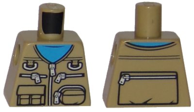 LEGO part Torso Vest with Zipper, Pockets and Pouches Over Dark Azure Shirt Pattern (973pb2912)