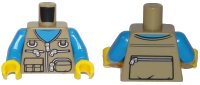 LEGO part Torso Vest with Zipper, Pockets and Pouches Over Dark Azure Shirt Pattern / Dark Azure Arms / Yellow Hands 973pb2912c01