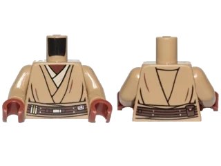 LEGO onderdeel Torso SW Layered Shirt, Dark Brown Belt Pattern (Mace Windu) / Dark Tan Arms / Reddish Brown Hands (973pb2961c01)