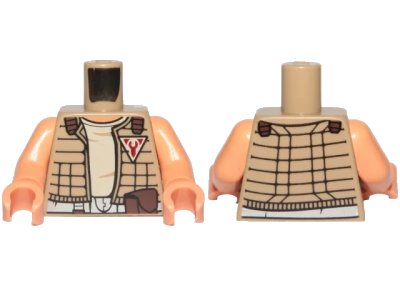 LEGO onderdeel Torso SW Quilted Jacket with Tan Undershirt and Red Freemakers Logo Pattern (Zander) / Nougat Arms / Nougat Hands (973pb3232c01)