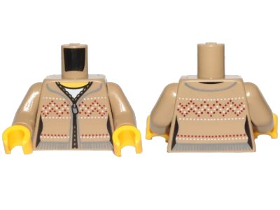 LEGO onderdeel Torso Ninjago Female Fair Isle Sweater with Zip Pattern / Dark Tan Arms / Yellow Hands (973pb3333c01)