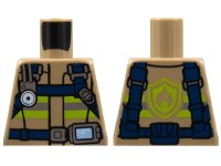 LEGO part Torso Fire Reflective Stripes with Heavy Duty Utility Belt and Fire Logo on Back Pattern 973pb3383
