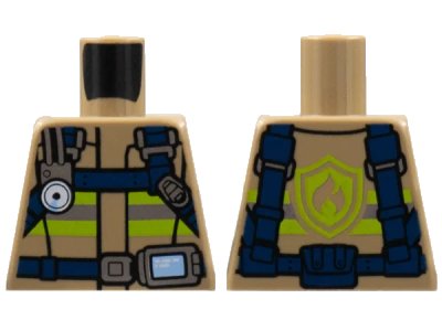 LEGO onderdeel Torso Fire Reflective Stripes with Heavy Duty Utility Belt and Fire Logo on Back Pattern (973pb3383)