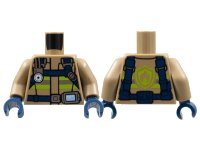 LEGO onderdeel Torso Fire Reflective Stripes with Heavy Duty Utility Belt and Fire Logo on Back Pattern / Dark Tan Arms / Dark Blue Hands 973pb3383c01