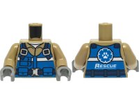 LEGO part Torso Blue Vest with Pockets, White Stripe, Dark Blue Belt with Buckle, Wildlife Rescue Logo on Back Pattern / Dark Tan Arms / Dark Bluish Gray Hands 973pb4353c01