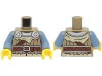 LEGO onderdeel Torso Viking Jacket with Tan Fur, Silver Collar and Shoulder Disks, Reddish Brown Strap and Belt with Buckle Pattern / Sand Blue Arms / Yellow Hands 973pb4778c01