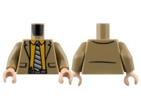 LEGO part Torso Suit Jacket, Bright Light Orange Shirt, Diagonal Striped Tie, Dark Bluish Gray Belt Pattern / Dark Tan Arms / Light Nougat Hands 973pb4924c01