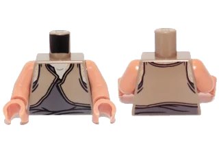 LEGO onderdeel Torso SW Gungan Dark Bluish Gray / Light Brown Shirts Front and Back Pattern / Nougat Arms / Nougat Hands (973px59bc01)