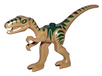 LEGO onderdeel Dinosaur Coelophysis / Gallimimus with Dark Green Stripes and Yellow Eyes Pattern (98166pb01)