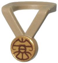 LEGO part Minifigure Neck Medal with Gold Medallion and Dark Brown Lines Pattern 99250pb02