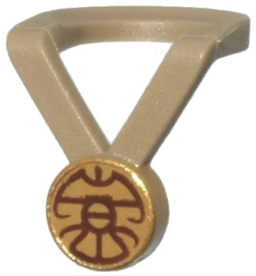 LEGO onderdeel Minifigure Neck Medal with Gold Medallion and Dark Brown Lines Pattern (99250pb02)