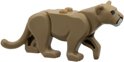 LEGO onderdeel Cat, Large (Mountain Lion) with White Muzzle, Medium Azure Eyes and Nougat Nose Pattern (bb0787c01pb04)