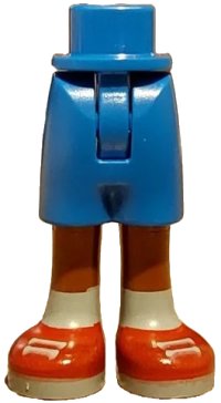 LEGO onderdeel Mini Doll Hips and Shorts with Molded Reddish Brown Legs and Printed Red Shoes with Light Bluish Gray Laces, Soles and Socks Pattern - Thin Hinge 1826fc00pb002
