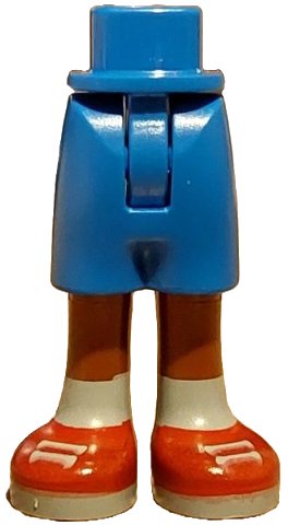 LEGO onderdeel Mini Doll Hips and Shorts with Molded Reddish Brown Legs and Printed Red Shoes with Light Bluish Gray Laces, Soles and Socks Pattern - Thin Hinge (1826fc00pb002)