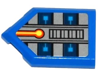 LEGO onderdeel Tile, Modified 2 x 3 Pentagonal with Red and Yellow Circuitry, Grille and Blue Microchips Pattern (Sticker) - Set 70315 (22385pb051)