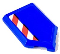 LEGO part Tile, Modified 2 x 3 Pentagonal with Red and White Caution Stripe Pattern (Sticker) - Set 60223 22385pb172