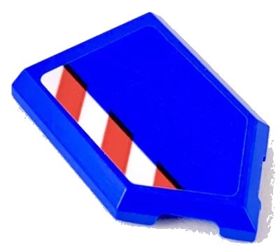 LEGO onderdeel Tile, Modified 2 x 3 Pentagonal with Red and White Caution Stripe Pattern (Sticker) - Set 60223 (22385pb172)