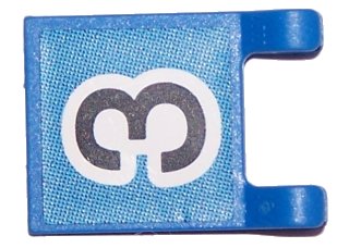 LEGO onderdeel Flag 2 x 2 Square with Black Number 3 on Blue Background Pattern (Sticker) - Sets 3420 / 3425 (2335pb035)