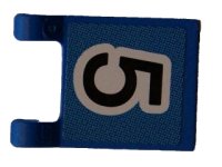 LEGO part Drapeau 2 x 2 Carré avec Motif Numéro 5 Noir sur Fond Bleu (Autocollant) - Sets 3420 / 3425 2335pb037