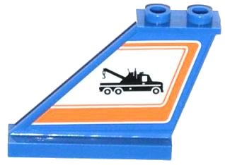 LEGO onderdeel Tail 4 x 1 x 3 with Tow Truck in Orange Border Pattern on Left Side (Sticker) - Set 60056 (2340pb049L)
