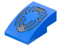 LEGO part Slope, Curved 3 x 2 with Silver Diamond Plate and Outlining Spider Pattern 24309pb046