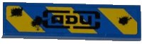 LEGO onderdeel Tile 1 x 4 with Blue and Yellow Danger Stripes, 'ADU' and 3 Laser Burns Pattern (Sticker) - Set 7052 2431pb0239