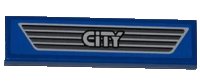 LEGO part Tile 1 x 4 with 'CITY' on Dark Gray Car Grille Pattern (Sticker) - Set 4440 2431pb0259