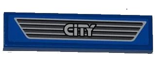 LEGO onderdeel Tile 1 x 4 with 'CITY' on Dark Gray Car Grille Pattern (Sticker) - Set 4440 (2431pb0259)