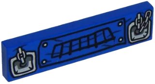 LEGO onderdeel Tile 1 x 4 with Black Grille and Silver Attached Chains Pattern (2431pb0470)