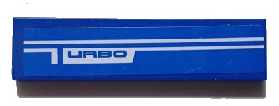 LEGO onderdeel Tile 1 x 4 with 'TURBO' and White Stripes Pattern (Sticker) - Set 8154 (2431pb0565)