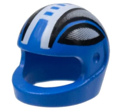 LEGO onderdeel Minifigure, Headgear Helmet Motorcycle (Standard) with Black Stripes and White Broken Stripe Down the Middle Pattern (2446pb13)