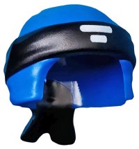 LEGO part Minifigure, Headgear Ninjago Wrap Type 3 with Molded Black Bandana and Knot and Printed White Lines Symbol Pattern 24496pb11