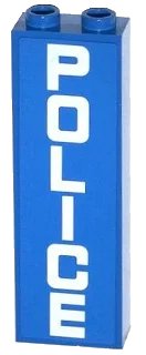 LEGO part Brick 1 x 2 x 5 with White 'POLICE' on Blue Background Vertical Pattern (Sticker) - Set 60047 2454pb085