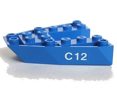 LEGO part Boat, Bow Brick 6 x 6 x 1 with 'C12' Pattern on Both Sides (Stickers) - Set 6353 (2626pb01)