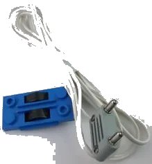 LEGO onderdeel Electric, Train Track Contact Base with Wire (97cm) with Light Gray Electric, Connector, 2-Way Male Rounded Wide Long with Cross-Cut Pins (2913 / bb0093bc01) (2913c04)