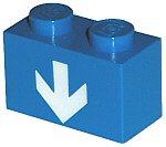 LEGO onderdeel Brick 1 x 2 with White Down Arrow Pattern (3004p20)